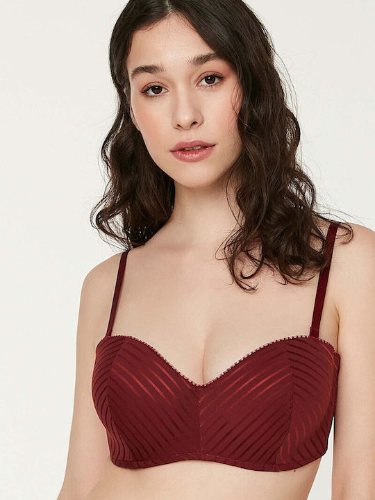 Strapless Bra with Light Padding Underwire Bordeaux