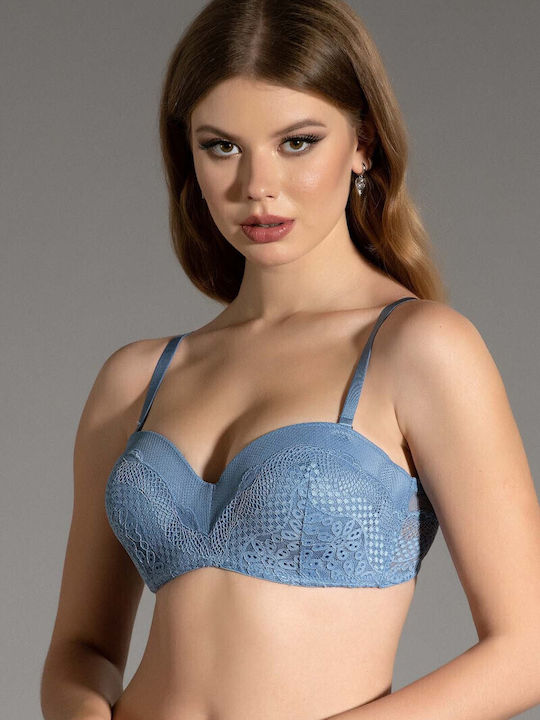 Strapless Bra with Light Padding Underwire Sky Blue