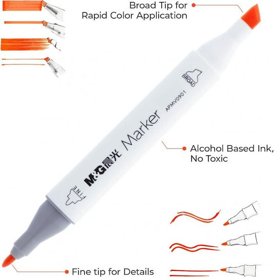 M&G Neon Drawing Markers 1mm Double Tip Set 108pcs