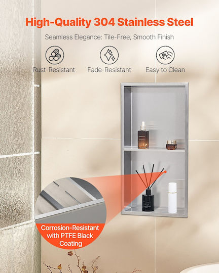 Vevor Corner Wall Mounted Bathroom Shelf Metallic Silver