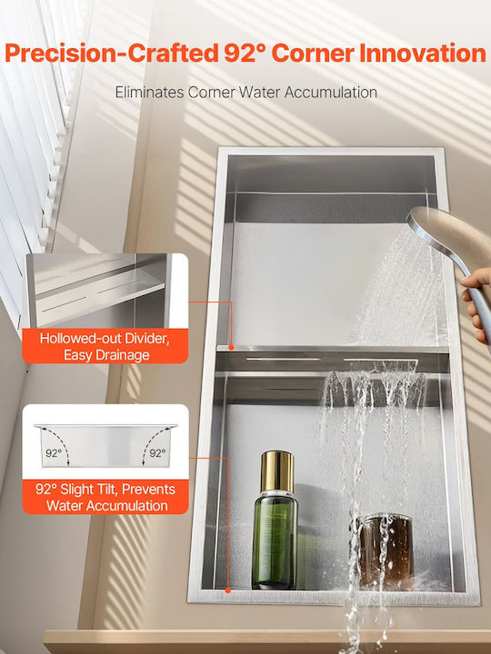 Vevor Corner Wall Mounted Bathroom Shelf Metallic Silver