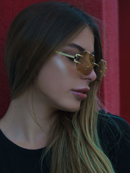 Ghetto Women's Sunglasses with Gold Frame and Gold Lens K39079-C05 CHAMPAGNE