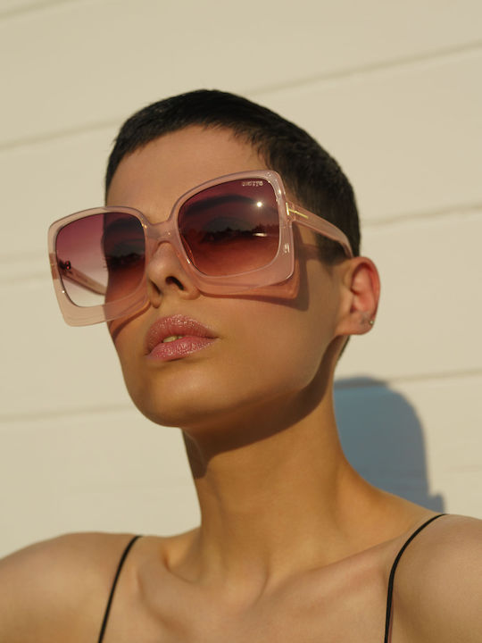 Ghetto Women's Sunglasses with Pink Frame and Pink Lens K32306 Pink