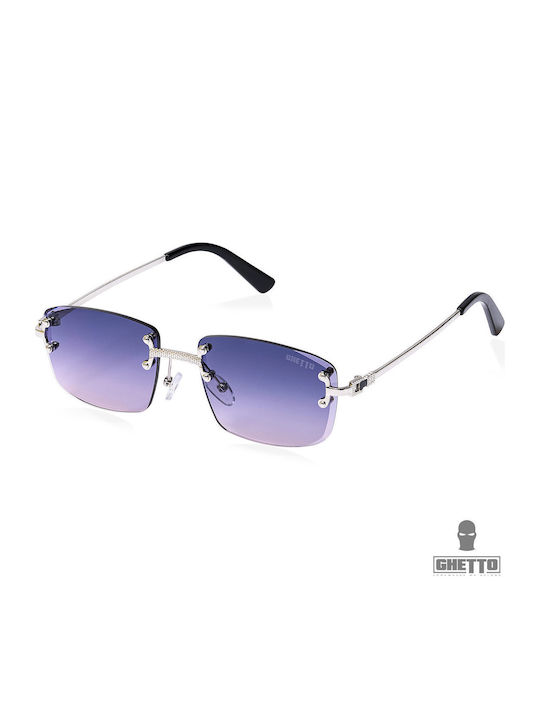 Ghetto Ochelari De Soare Unisex Cu Culoare Full Face Argintie Și Culoare Albastră K36287S Blue Clear