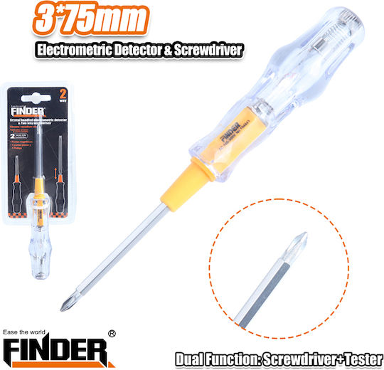 Finder Δοκιμαστικό Κατσαβίδι Μακρύ Σταυρός με Μήκος 75mm