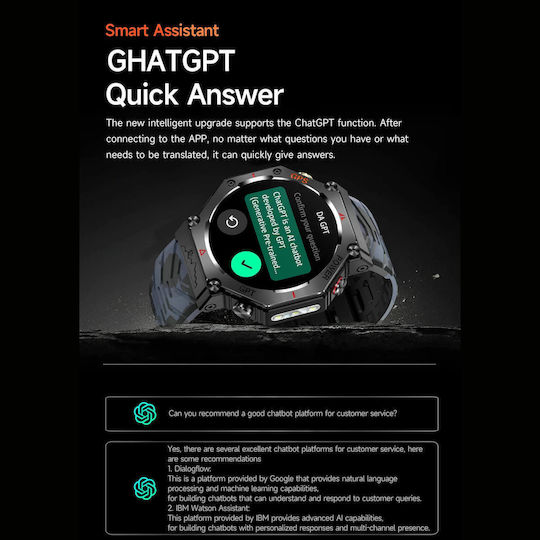 Smartwatch Microwear Kc91 Black Camo Silicone