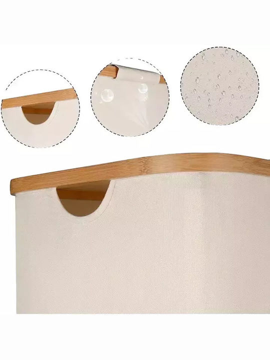 Coș de Rufe din Bambus Pliabil 100lt cu Capac 75x41x33cm Bej