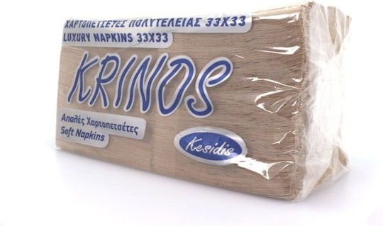 Krinos Χαρτοπετσέτα Kraft Πολυτελείας Καφέ 33x33εκ. 400τμχ