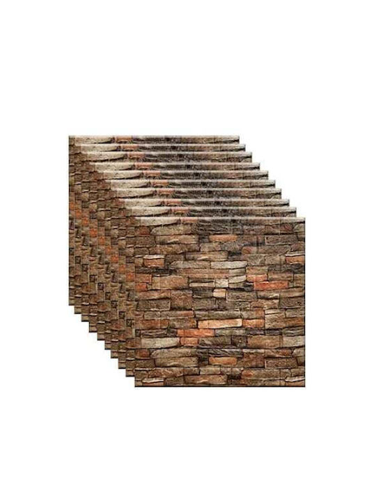 Set 20 Self-adhesive Wallpapers Foxmag24 3d Brick Water-resistant 70 Cm X 77 Cm Brown Washable