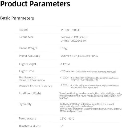 Pihot P30 Drone with Camera and Controller