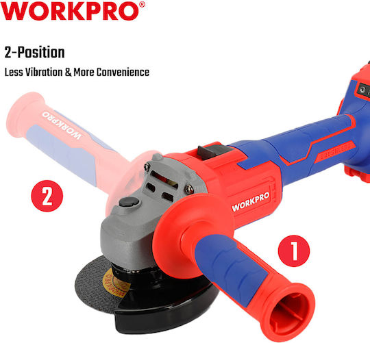 WorkPro WP392004 Polizor unghiular 125mm Baterie Fără perii cu Controlul Vitezei 20V Solo