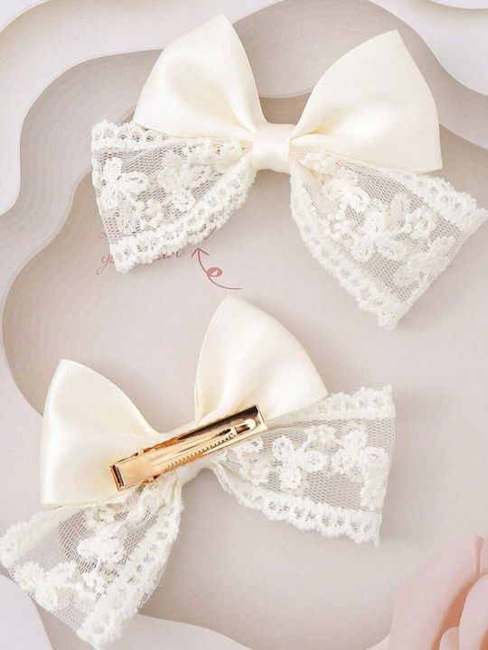 TakTakBaby Lace Flower Set Kids Hair Clips with Rubber Band Multicolour Bow 2 Pieces