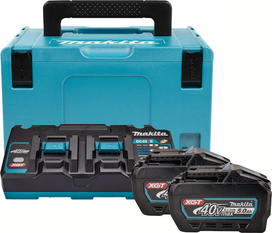 Makita Set 2 Werkzeugbatterien Lithium 40V Kapazität 5Ah mit Ladegerät XGT