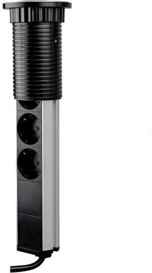 Emuca Τριπλή Χωνευτή Πρίζα Ρεύματος με 3 Θύρες USB Ασημί