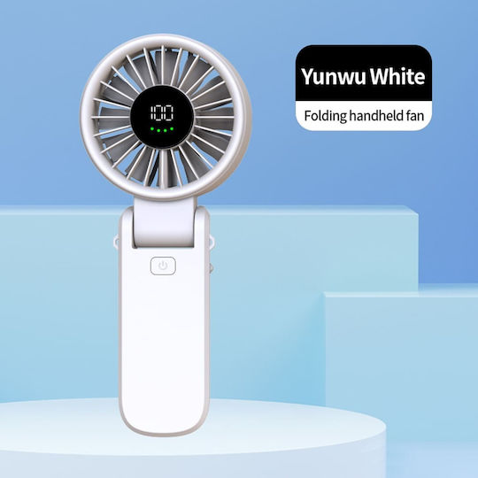 Techsuit Вентилатор Чанта За Ръка Premium Mini A10 Цифров Дисплей Led Презареждащ Се Usb-c Порт 100 Скорости На Вятъра 5400rpm Бял