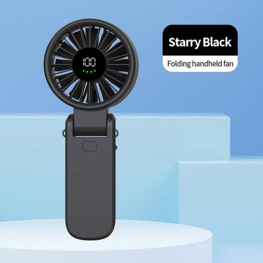 Techsuit Handheld Fan Premium Mini A10 Digital Led Display Rechargeable Usb-c Port 100 Wind Speeds 5400rpm Black