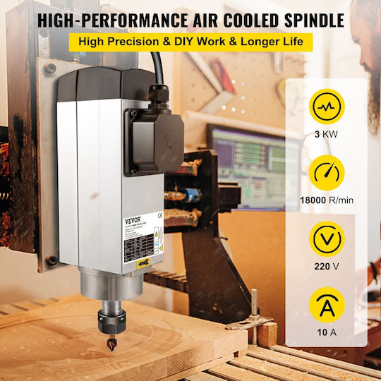 Vevor 3.0kw 220v Air Cooled Spindle Motor Cnc Air Cooling Spindle Motor Cnc Engraving Milling Machine