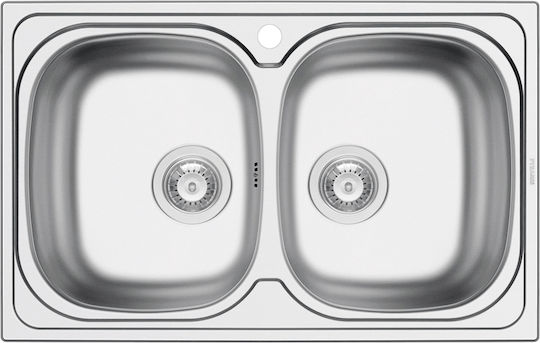 Pyramis Sparta 2B Drop-In Inox Μ79xΠ50cm Silver