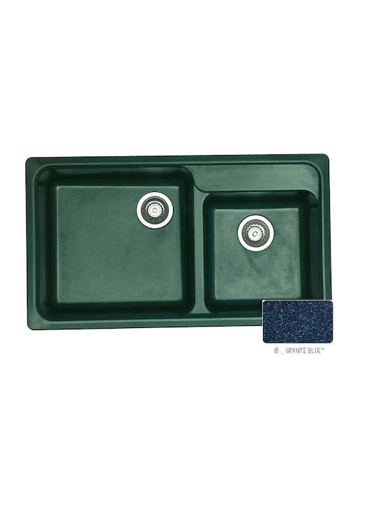 Sanitec Classic Drop-In Sink Left Synthetic Granite W90xD51cm Granite Blue