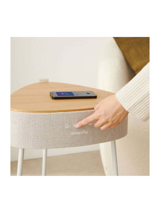 Masă Laterală Rotundă Din Lemn Masiv Bej M42.2xL20xÎ43.9cm