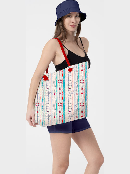 Miami Beach Stoff Strandtasche Light Blue