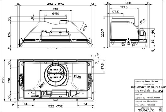Faber Inka Smart HC X A52 Μηχανισμός Απορρόφησης 52cm Inox με Wi-Fi