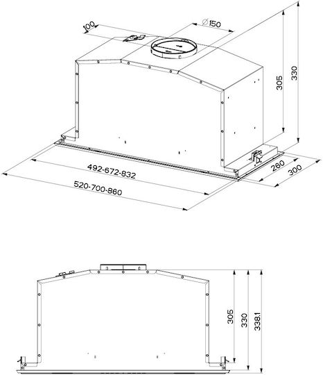 Bertazzoni KIN70MOD1XB Μηχανισμός Απορρόφησης 70cm Inox