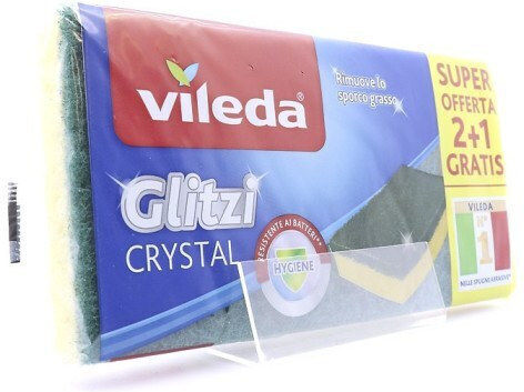 Vileda Glitzi Crystal Σετ Σφουγγάρια Πιάτων Κίτρινα 3τμχ