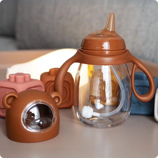 Kidnort Plastic Baby Bottle Anti-Colic with Silicone Nipple for 6+ months Brown 300ml