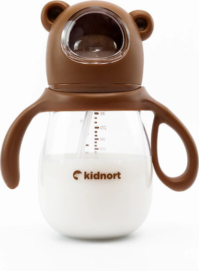 Kidnort Plastic Baby Bottle Anti-Colic with Silicone Nipple for 6+ months Brown 300ml