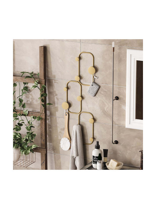 Κρεμάστρα Τοίχου 9 Θέσεων Lizzard 494pyt1164 28x5x70cm Gold Wallity Μέταλλο
