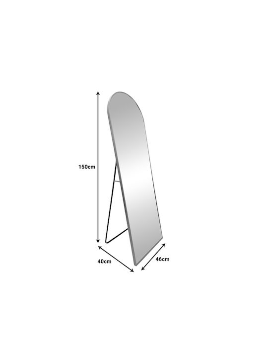 Inart Lorens Boden- oder Standspiegel Gewölbt mit Silber- und Schwarz-Aluminium Rahmenmaterial 150x46cm