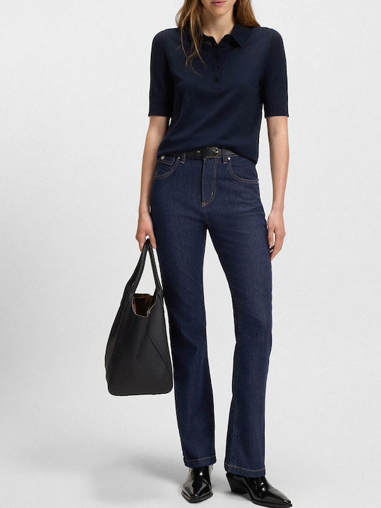 Hoch tailliert Damenjeans in Bootcut-Passform Unwashed Denim