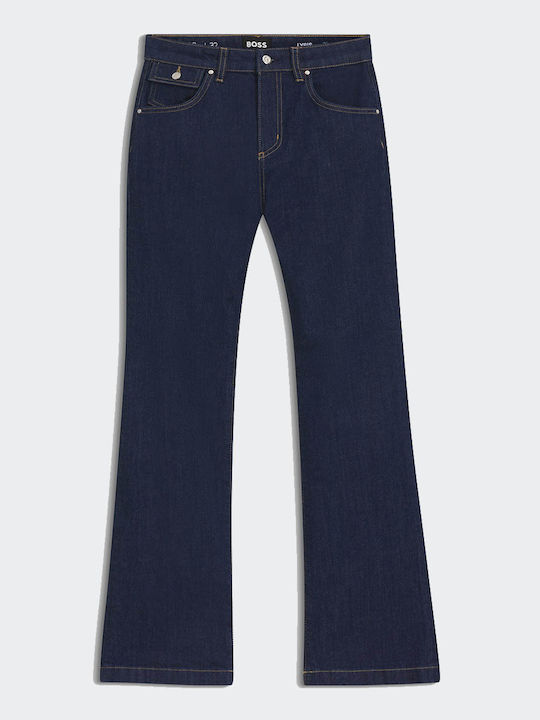 Hoch tailliert Damenjeans in Bootcut-Passform Unwashed Denim