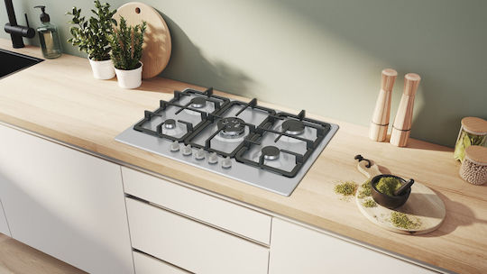 Bosch Serie 4 Erdgas-Kochfeld Autonom Edelstahl 75x52εκ. Silber
