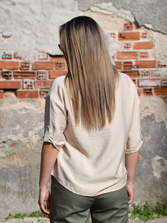 Women's Short Sleeve Shirt Beige