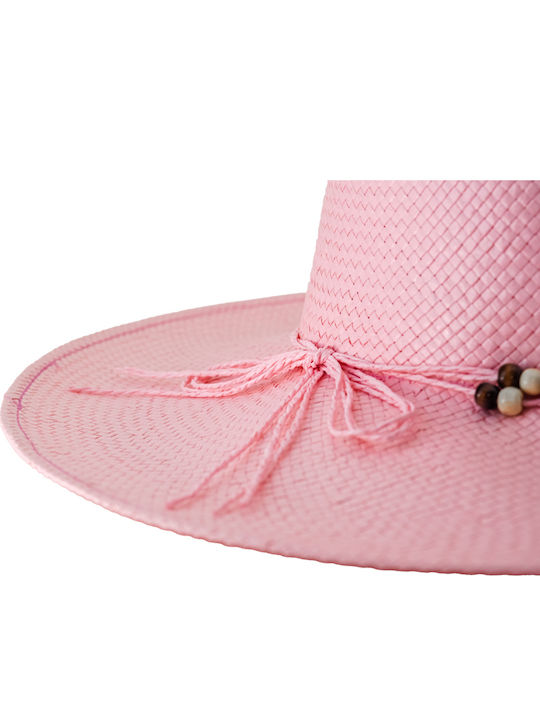 Brims and Trims Γυναικείο Ψάθινο Καπέλο Floppy Ροζ