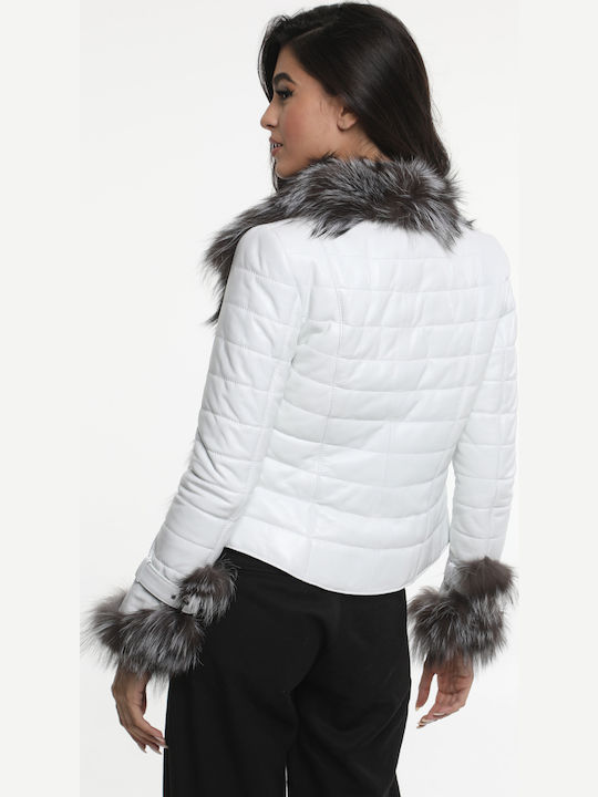 Jane Jane Women's Lifestyle Leather Jacket for Winter White