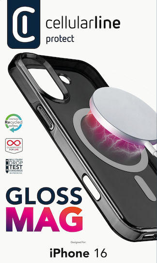 Cellular Line Back Cover Plastic / Silicone Black (iPhone 16)