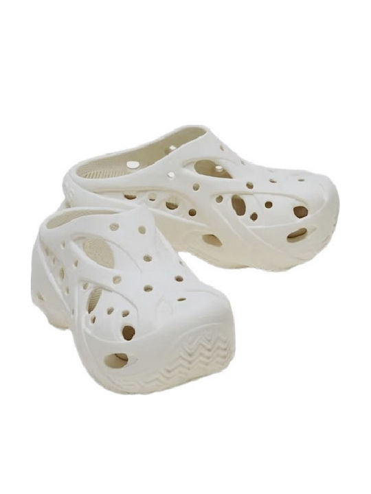 Crocs Caged Γυναικεία Σαμπό Λευκά