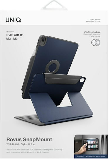 Uniq Rovus Snapmount Magnetic 360 Flip Cover Rotating Durable Navy Blue (iPad Air 11 (M2/M3), iPad Air 10.9)