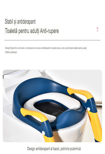 Scaun de Toaletă pentru Copii cu Suprafață Dură, Mânere și Scară Multicolor