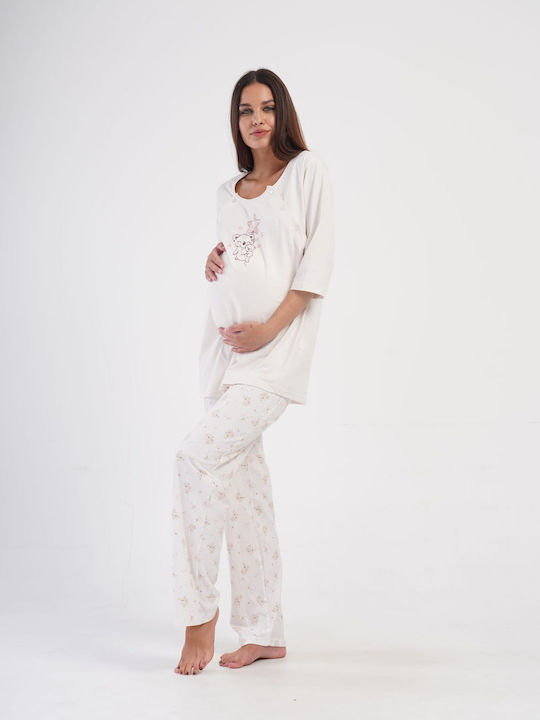 Set pijamale de maternitate în culoarea Bej