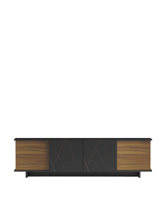 TV Stand Wooden Zafore Walnut-Black Marble L180xW33xH50cm