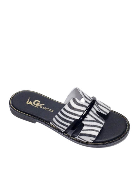 Leather Women's Flat Sandals Red-Black