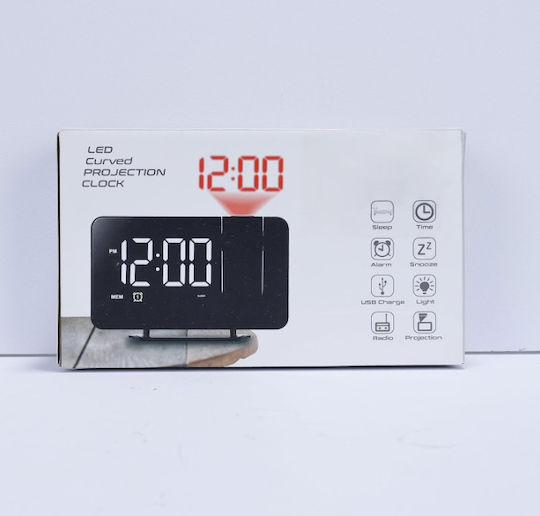 Tischuhr Digital LED mit Wecker & Tischradio Schwarz ROZA-913-BA