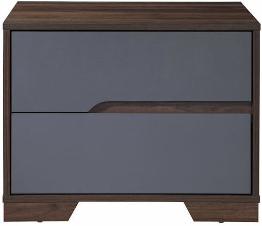 Κομοδίνο Grooves Ξύλινο Καφέ 60x45x47cm