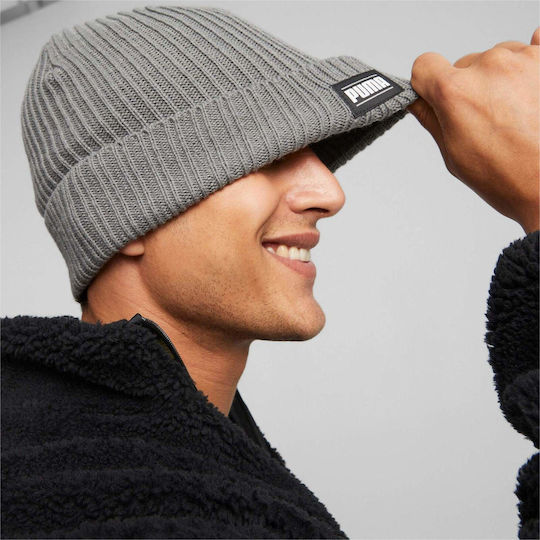 Beanie Ανδρικός Σκούφος με Rib Πλέξη σε Γκρι χρώμα
