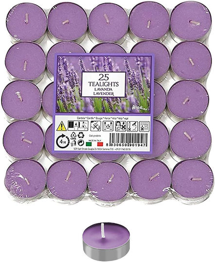 HOMie Aromatic Tealights In Burgundy Colour Up To 4 Hours Duration 25 Pieces