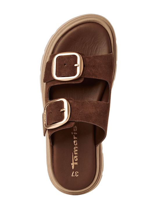 Leather Women's Flat Sandals Anatomic in Brown Color